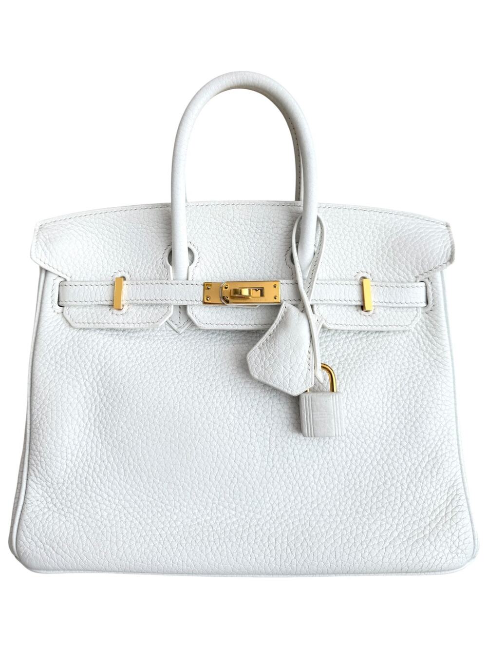 Hermes Birkin 25 White Blanc Leather Gold Hardware Rare